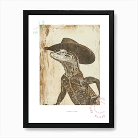 Cowboy Lizard Block Print Poster Art Print