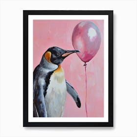 Cute Emperor Penguin 1 With Balloon Art Print