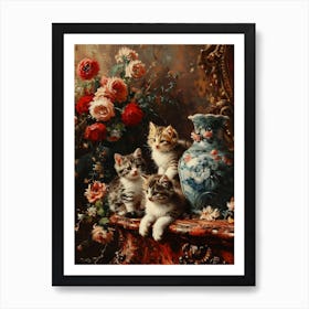 Rococo Inspired Painting Of Kittens 2 Art Print