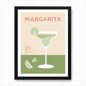 Margarita Cocktail Green Pink Colourful Wall 1 Art Print