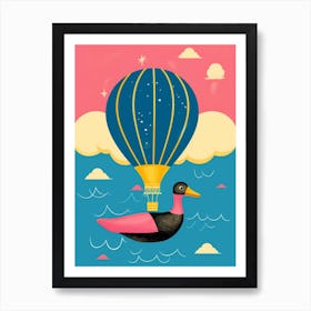 Abstract Geometric Duckling With A Hot Air Balloon 3 Art Print