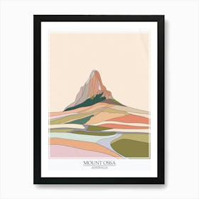 Mount Ossa Australia Color Line Drawing 10 Poster Art Print