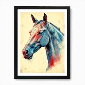 Horse Head Color Portrait Art Print