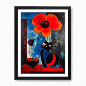 Anemone With A Cat 2 Surreal Joan Miro Style  Art Print