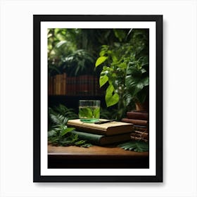 Green Tea In The Library Art Print