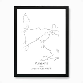 Punakha,Bhutan Minimalist Map Art Print