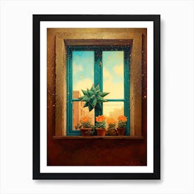 Star Cactus On A Window  2 Poster