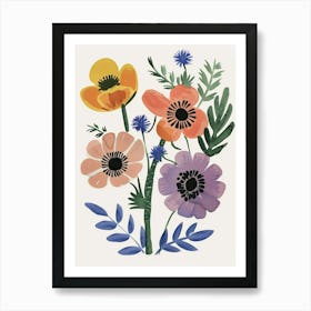 Painted Florals Anemone 2 Art Print