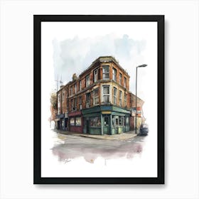Barking London Borough   Street Watercolour 2 Art Print