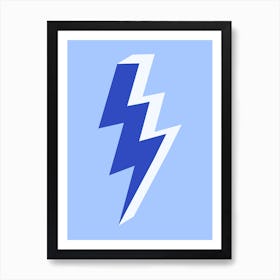 Triple Lightning Thunder Bolt in Blue Art Print