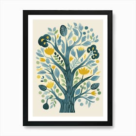 Yew Tree Flat Illustration 6 Art Print