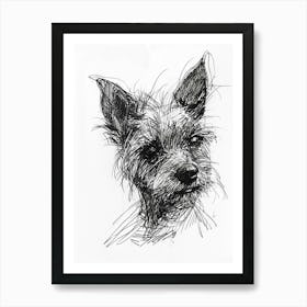 Australian Terrier Line Sketch 3 Art Print