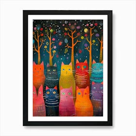 Cats In The Forest Art Print