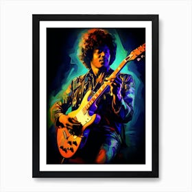 Jimi Hendrix Neon Lights 5 Art Print