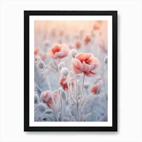 Frosty Botanical Poppy 1 Art Print