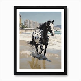 A Horse Oil Painting In Panema Beach, Brazil, Portrait 3 Art Print