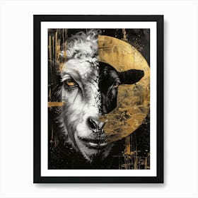 Moon And The Sheep Art Print