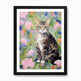 A Kurilian Bobtail Cat Painting, Impressionist Painting 4 Art Print