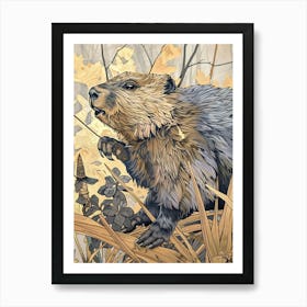 Beaver Precisionist Illustration 1 Art Print