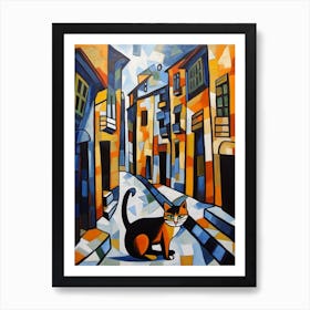 Painting Of Buenos Aires With A Cat In The Style Of Cubism, Picasso Style 3 Art Print