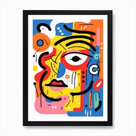 Geometric Colourful Face Illustration 4 Art Print