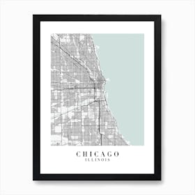 Chicago Illinois Street Map Minimal Color Art Print