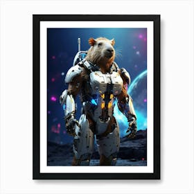 Capybara In Cyborg Body #2 Art Print