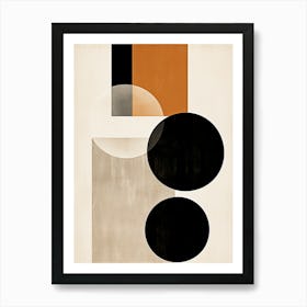 Bauhaus Aura: Beige Dance of Circles Art Print