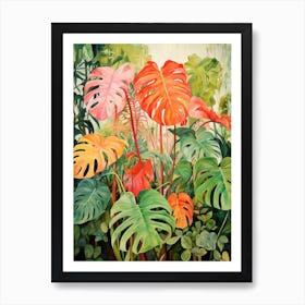 Tropical Plant Painting Swiss Cheese Plant 1 Art Print