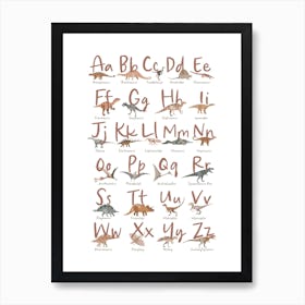 Dinosaur Alphabet, Dinosaur Boys Room Decor, Natural Art Print