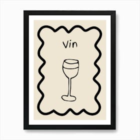 Wine Doodle Poster French B&W Art Print