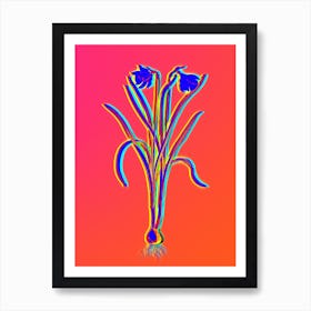 Neon Narcissus Candidissimus Botanical in Hot Pink and Electric Blue n.0548 Art Print