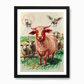 Red Cows Art Print