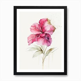 Hibiscus Herb Minimalist Watercolour 2 Art Print