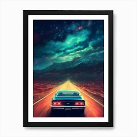 Car On The Road Retro Racing Car 2 Art Print