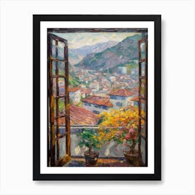 Window View Of Seoul South Korea Impressionism Style 3 Art Print