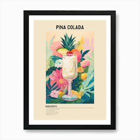 Pina Colada Cocktail Ingredients Poster Art Print