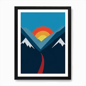 Mayrhofen, Austria Modern Illustration Skiing Poster Art Print