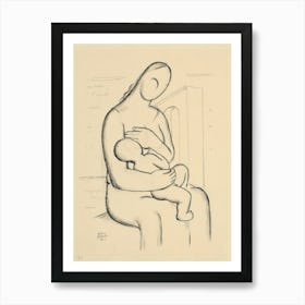 Breastfeeding Mother With Architecture In The Background, Mikuláš Galanda Art Print