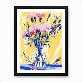 Carnation Flowers On A Table   Contemporary Illustration 4 Art Print