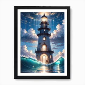 A Lighthouse In The Middle Of The Ocean 64 Art Print