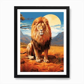 African Lion In The African Savannah Painting 3 Art Print