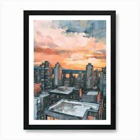 Vancouver Rooftops Morning Skyline 3 Art Print