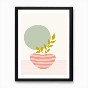 Vase With Foliage And Round Shape 1 Art Print