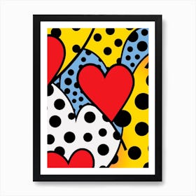 Polka Dot Pop Art Heart Lines 4 Art Print