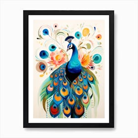 Bird Painting Collage Peacock 1 Art Print