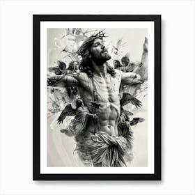 Jesus With Angels 2 Art Print