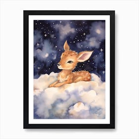 Baby Deer 9 Sleeping In The Clouds Art Print