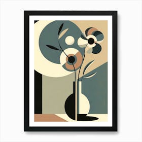 Abstract Flowers In A Vase In Boho Art 1 Art Print