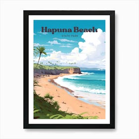 Hapuna Beach State Park Nature Modern Travel Illustration Art Print